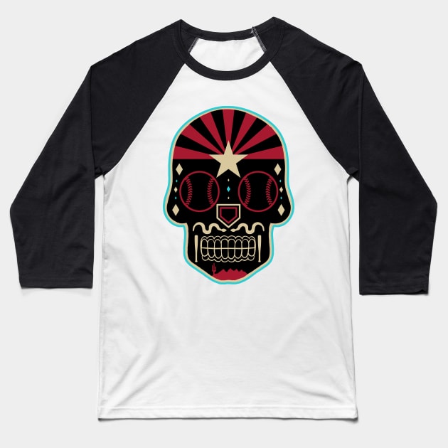 Arizona Sugar Skull Baseball T-Shirt by StickyHenderson